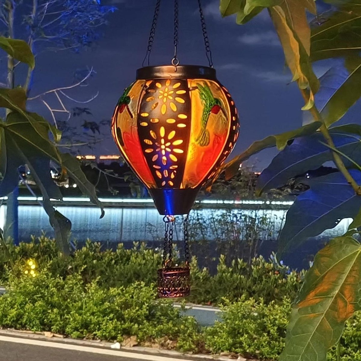 Zonne Lantaarn - Hanger Decoratie - Tuin Verlichten - Flikkerend Vlamlicht - 640 g - Brons