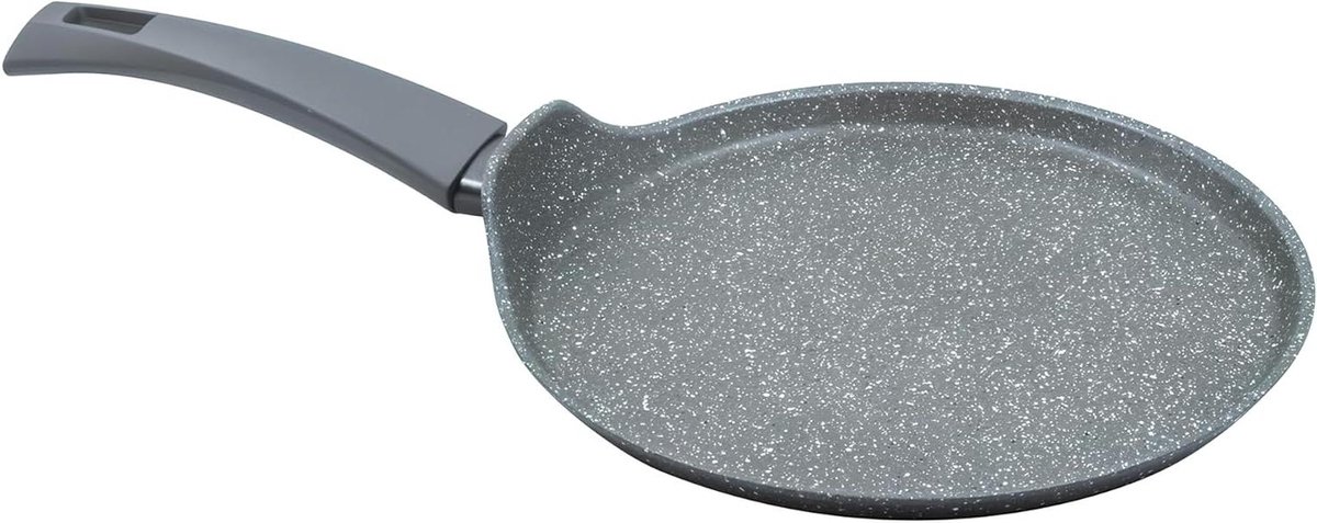 Crêpespan Aluminium - Pannenkoekenpan Steenlook - Lekkere Pannenkoeken Maken - Gegoten Hoge Dikte - 25 cm - Grijs