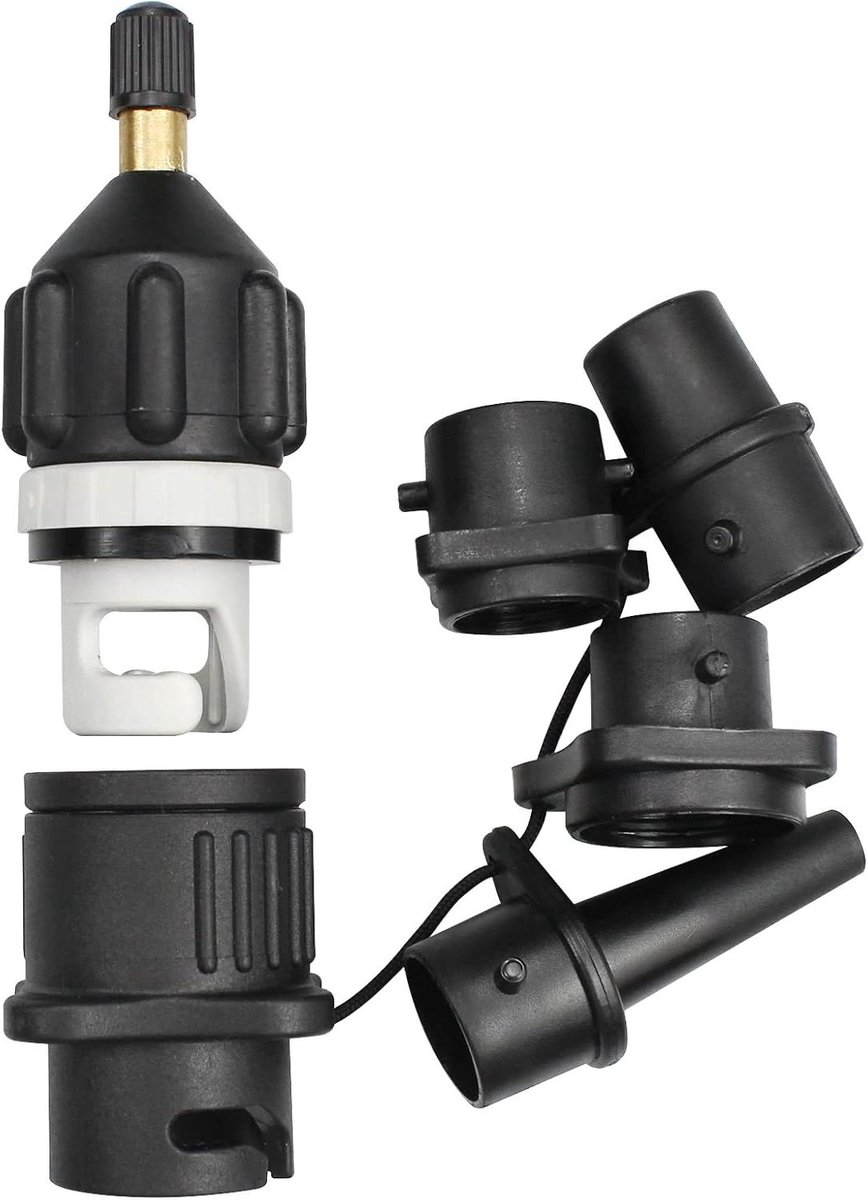 Ventiel Adapter - Pomp Converter - Boot Opblazen - 6-in-1 Set - 13x10 cm - Zwart