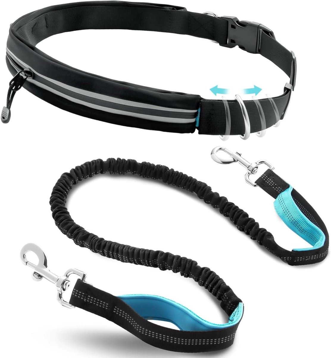 Handsfree Hondenriem - Loopriem Heup - Wandelen en Rennen - Met Opbergvak - Verstelbaar - Blauw