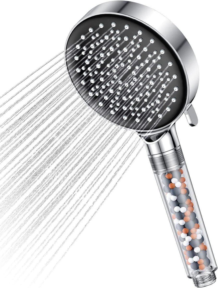 Thijox - Douchekop met Filter - Waterbesparend - 7,5 l/min - 6 Straalsoorten - Handdouche - Spaardouchekop tegen Kalk voor Hard Water - Chroom