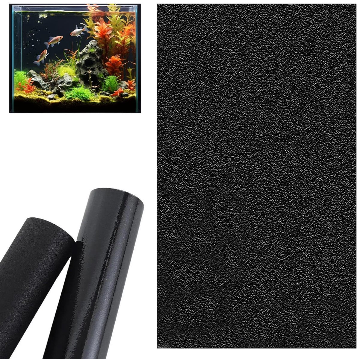 Dailygoods- Aquariumachtergrond Zwart - PVC Achtergrond - Statische Poster - 40 x 300 cm - Decoratie - Eenvoudige Installatie - Aquariumdecoratie
