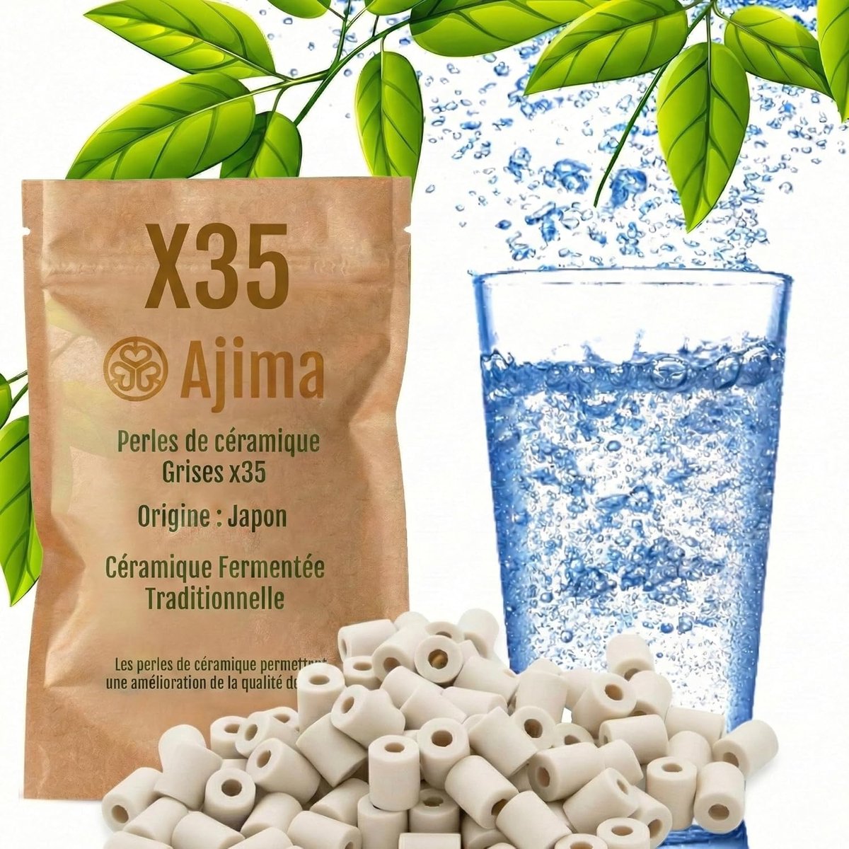 SnelShoppen - 35 Grijze Keramische Kralen, Natuurlijke Waterfilter voor Karaf, Waterkoker, Fles, Wasmachine, Ecologische Oplossing Tegen Kalk, Schoon