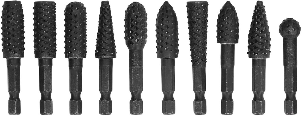 10-delige Houtbewerking Freesboor Set, 1/4 Inch Hex Shank, Voor Hout, Kunststof en Polijsten