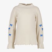 TwoDay meisjes shirt met strikjes ecru blauw - Maat 110/116