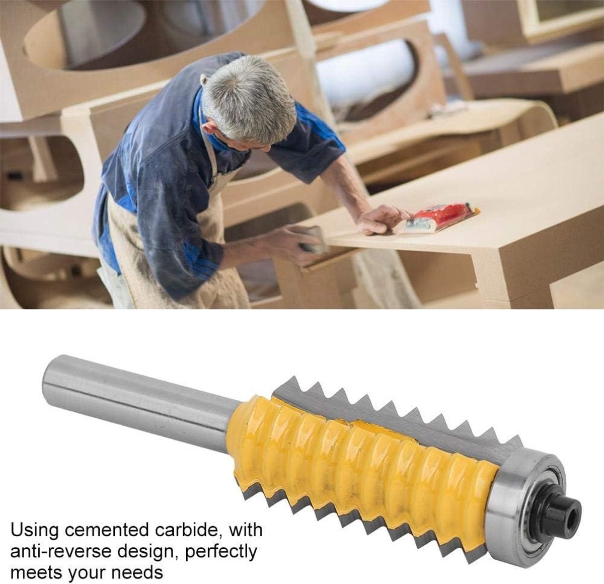 Wave Type Houtfrezen met 8 Snijkanten - Carbide Router Bit voor Professionele Houtbewerking, Multi Tooth Frees voor Precisie en Efficiëntie in Houtbewerking, Afmetingen 8 x 41mm