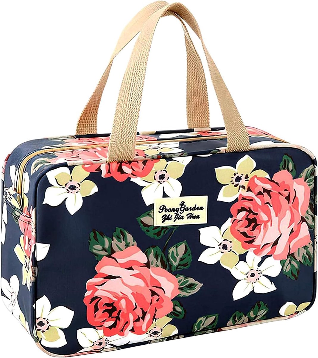 Thijox - Grote Toilettas Dames - Waterdichte Draagbare Cosmetische Tas - Reizen Make-up Tas - Eenvoudig en Modieus in Grote Roos - Perfect voor Vakant