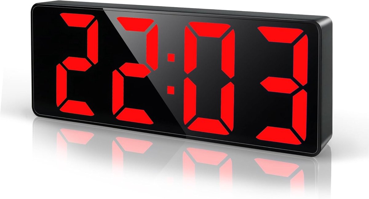 Thijox - Digitale LED Wekker met 17 cm Groot Display, Instelbare Helderheid, Sluimerfunctie, Temperatuur en Datum, Geschikt voor Slaapkamer en Kantoor