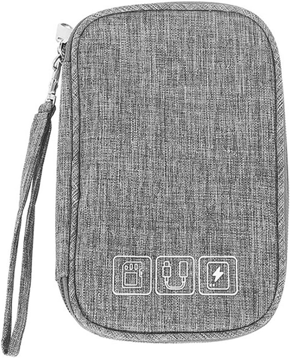 Thijox - Electronic Organizer Kabelorganizer Tas - Grijze Buidelzak voor Elektronica, Accessoires, Kabels, Powerbank, USB, Oplader, Harde Schijf - 19x