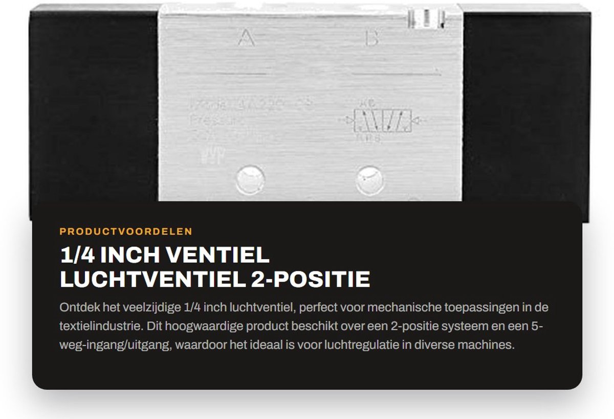 Dailygoods- Luchtventiel 4A220-08 - 2-positie - 5-weg-ingang/uitgang - Aansluitdiameter PT1/4 inch - Maximale druksterkte 1,0 MPa - Werkdruk 0,15-0,8 MPa - Pneumatisch Ventiel