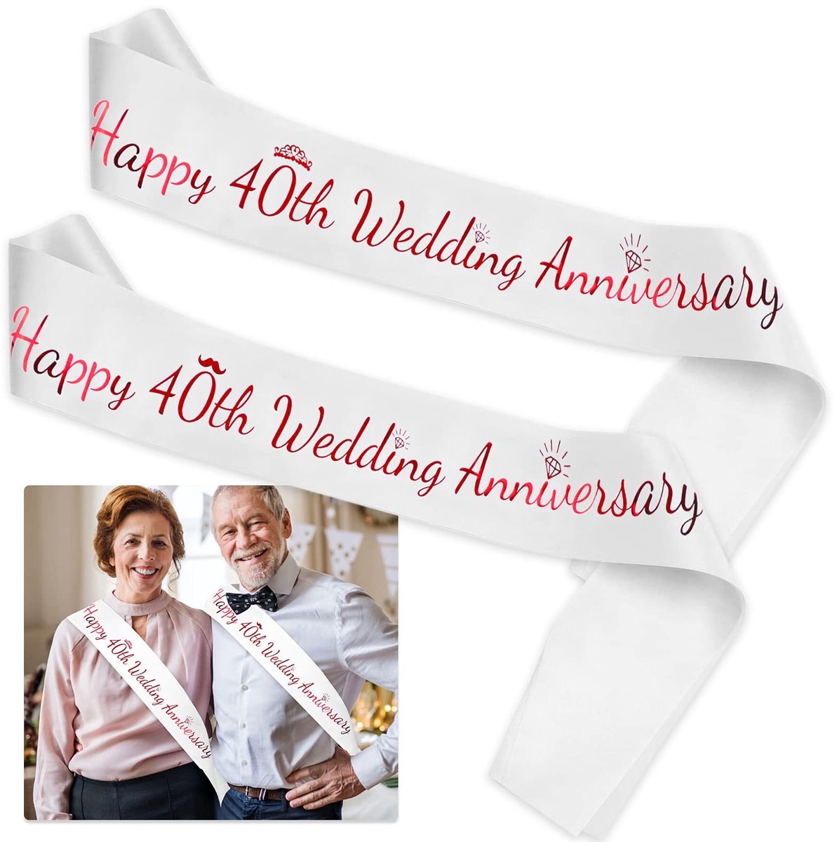 Dailygoods- Sjerpen Robijn Huwelijksverjaardag - Decoratie - Cadeau - Accessoires - 40e Huwelijksjubileum - Eén Maat - Jubileumdecoratie