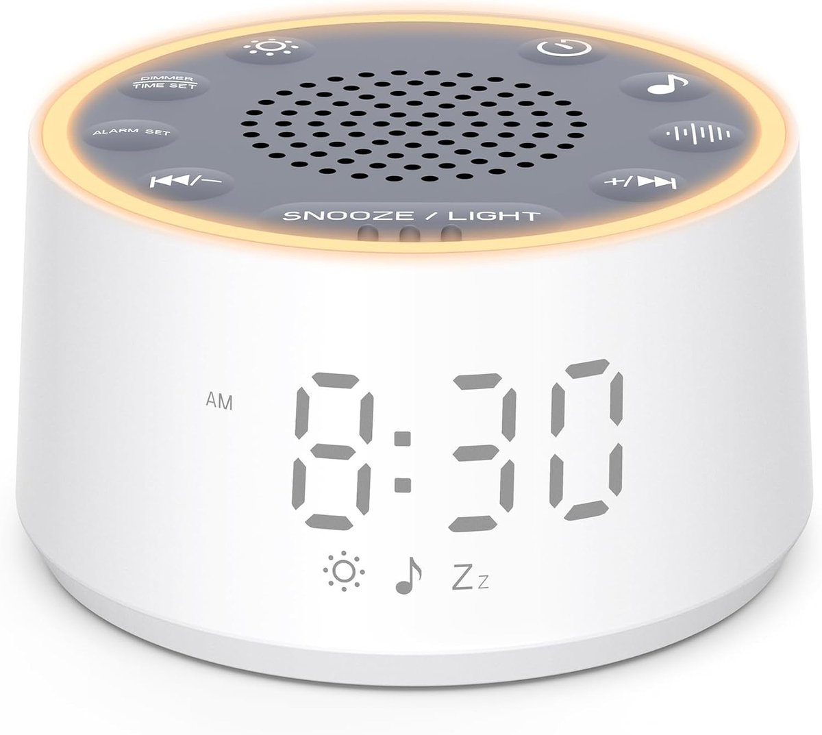 SnelShoppen - White Noise Machine met Licht en Wekker, Rustgevende Geluiden voor Volwassenen en Kinderen, 25 Geluiden, 10 Kleuren Nachtlicht, Timer, U