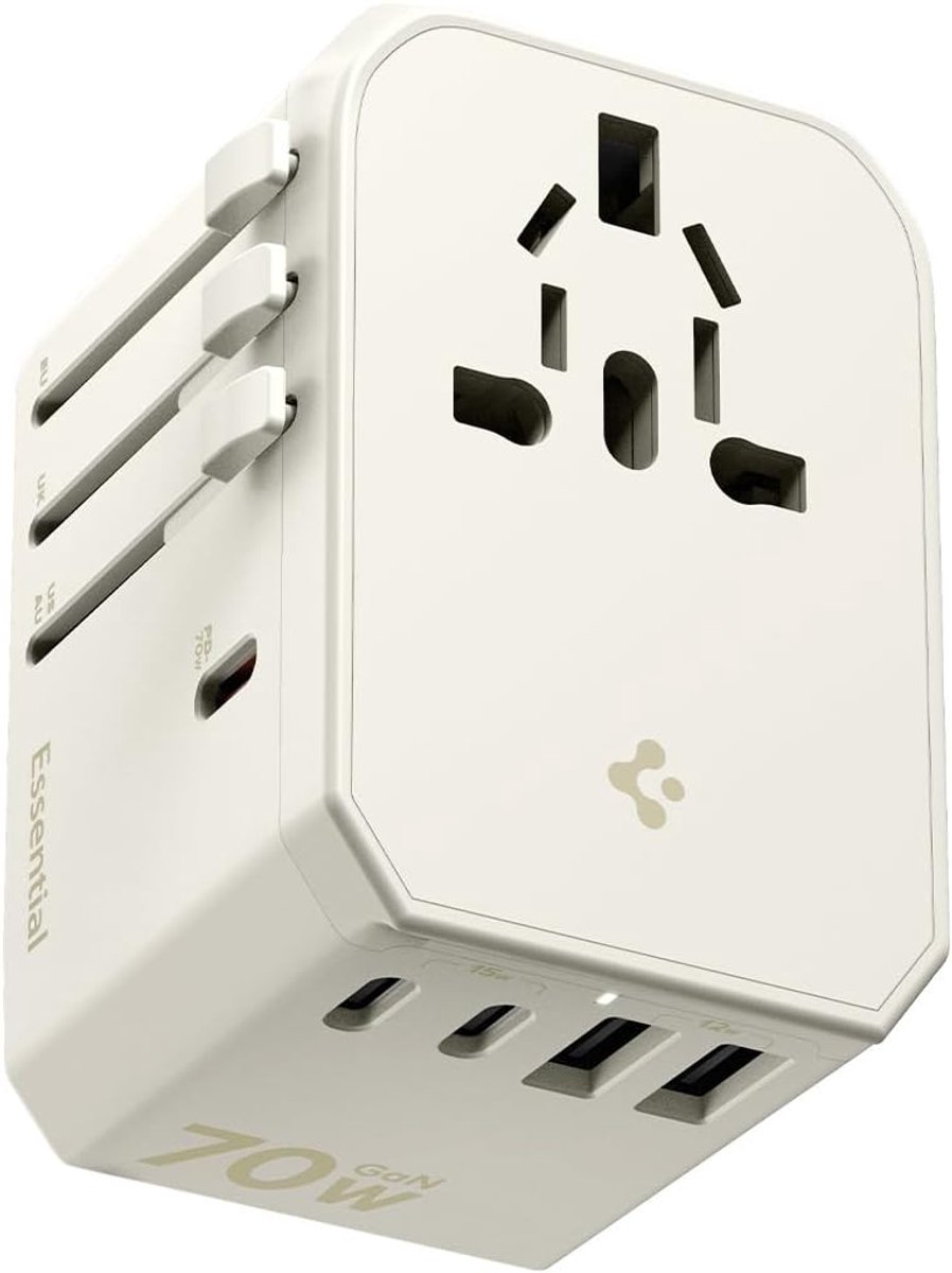 SnelShoppen - Universele Reisadapter 70W met 5 Poorten, 3 USB-C en 2 USB-A, PD Snellader voor Internationaal Gebruik, Geschikt voor Engeland, EU, USA,