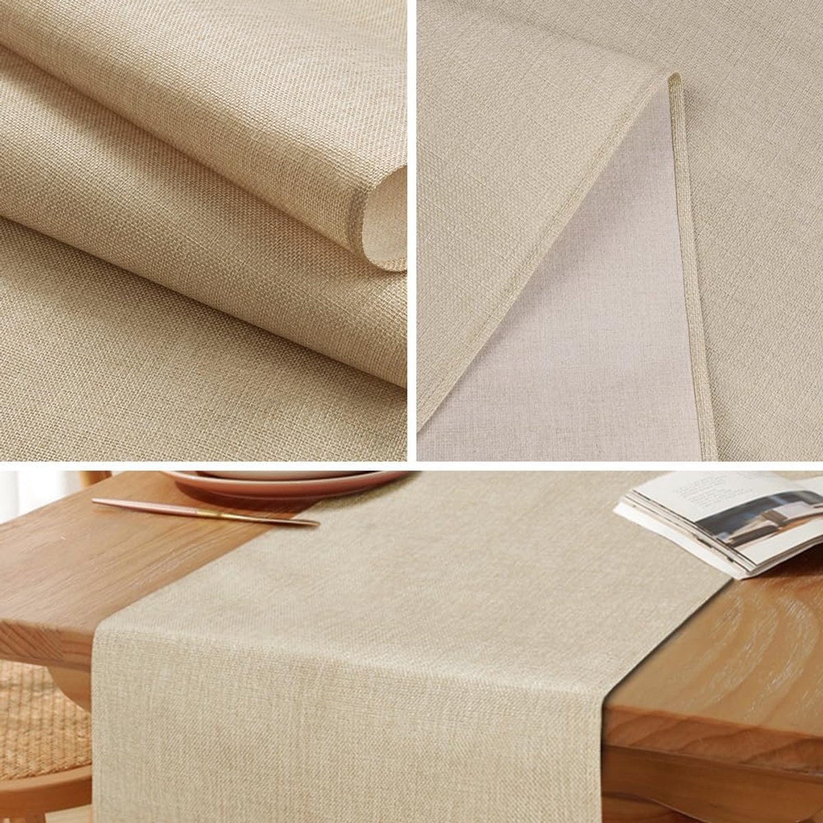 Thijox - Linnen Tafelloper 40 x 140 cm - Elegante Rustieke Boerderij Tafelloper - Wasbare Keuken Eettafel Decoratie voor Eetkamer, Vakantiefeesten en
