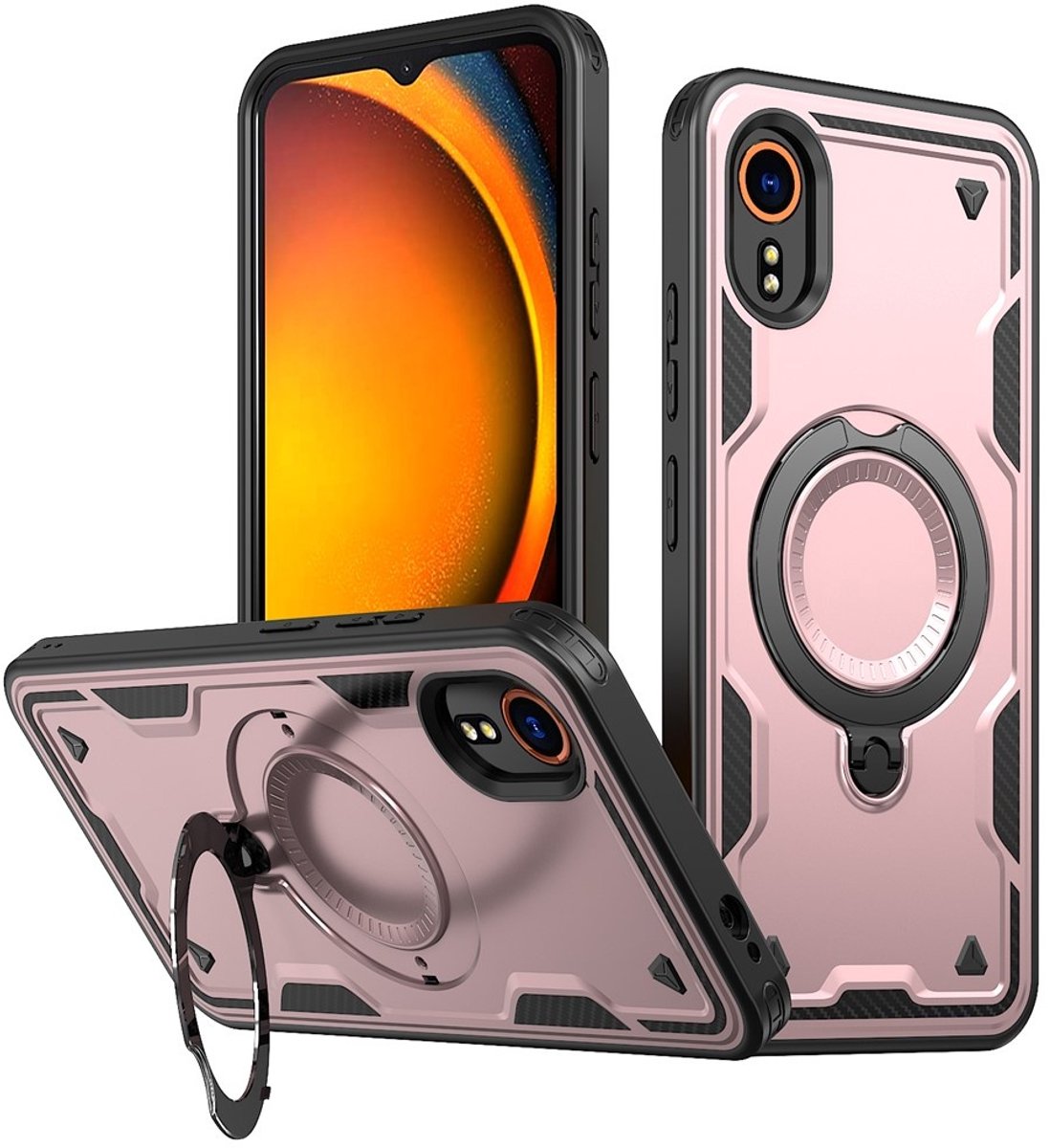 Coverup Hoesje - Geschikt voor Samsung Galaxy Xcover 7 Hoesje - Coverup Armor Back Cover met MagSafe Compatible Kickstand - Rose Gold
