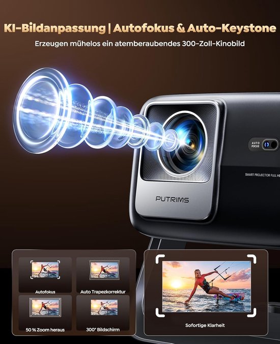 Smart Beamer - 4K Projector - Thuisbioscoop Ervaring - Geïntegreerd Google TV - 1080P Full HD - Zwart van smart — afbeelding 3