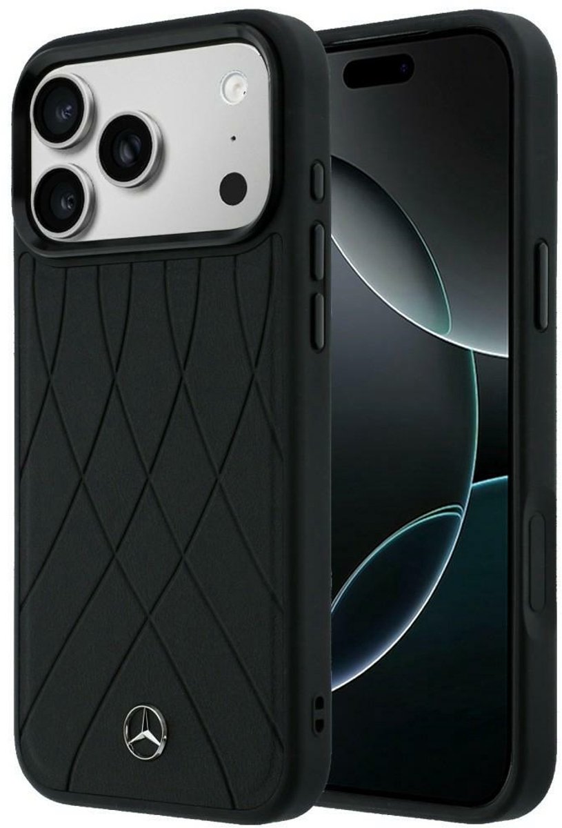 Mercedes Leather with Crossed Lines MagSafe Hoesje voor iPhone 17 Pro Zwart