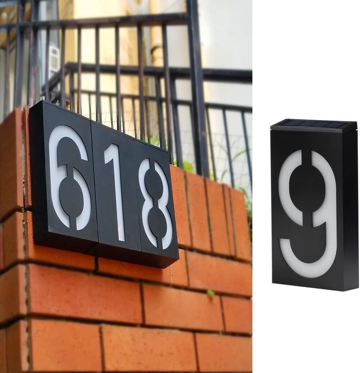 Verlichte Huisnummers voor Muur met 6 LED's - Waterdichte IP55 Huisnummer Signalen voor DIY Adresbord en Buitenverlichting