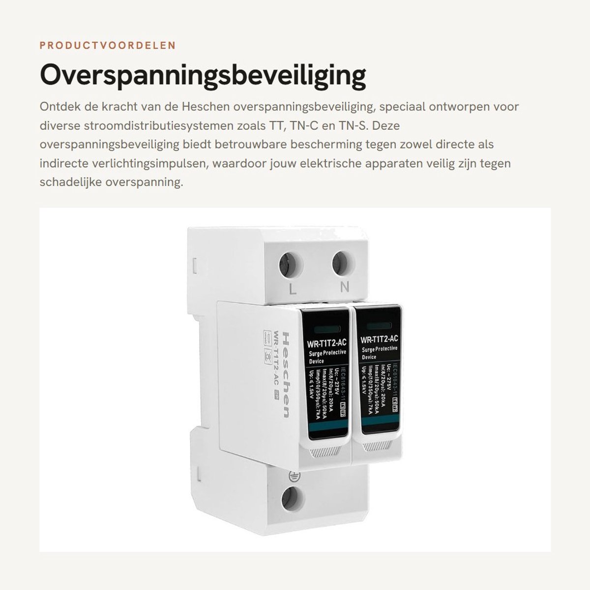 Dailygoods - Overspanningsbeveiliging - Laagspanningsgeleider - Type T1+T2 - 275V - Bescherming tegen overspanning - Geschikt voor stroomdistributiesy...