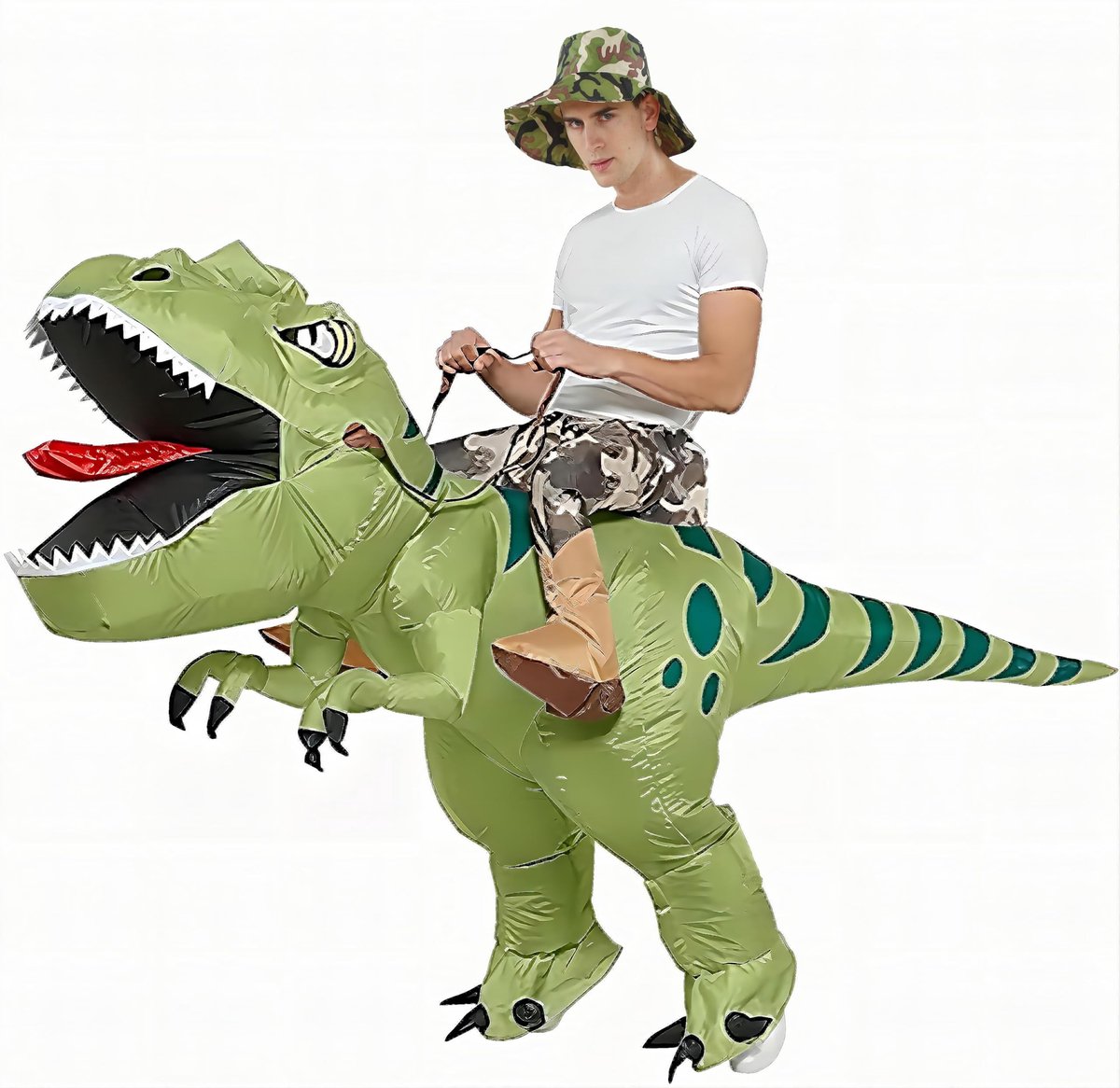 Dailygoods- Dinosauruskostuum Opblaasbaar - Dinosauruspak - Carnaval - Party - Voor Volwassenen - Geschikt voor 150 cm - 190 cm - Opblaasbaar Kostuum