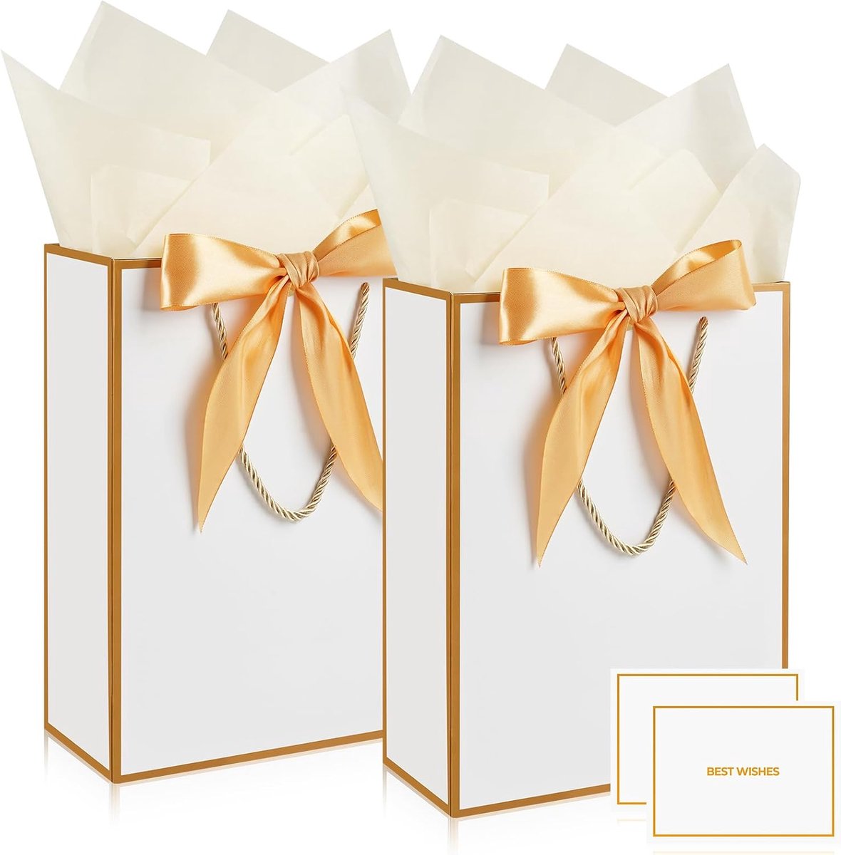 Thijox - Mifferer Geschenkzakjes 2 stuks - Papieren cadeauzakjes met handgrepen, 2 zakdoeken & 2 kaarten - Zwart - Perfect voor verjaardagen, Valentij