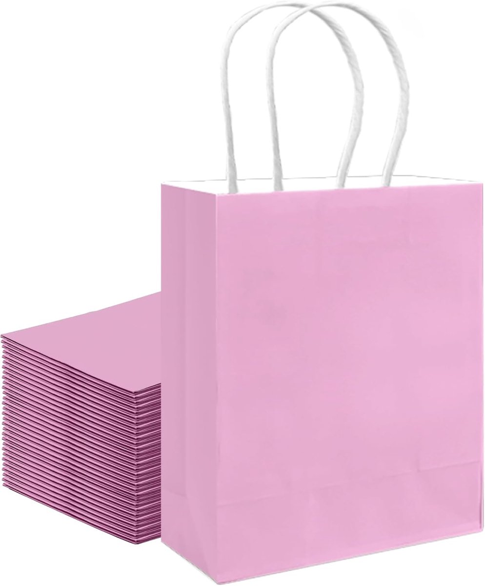 Thijox - 24STK Middelgrote Cadeauzakjes met Handvatten Roze Lila 21x11x28 cm - Perfect voor Feesten, Verjaardagen, Kerst en Meer