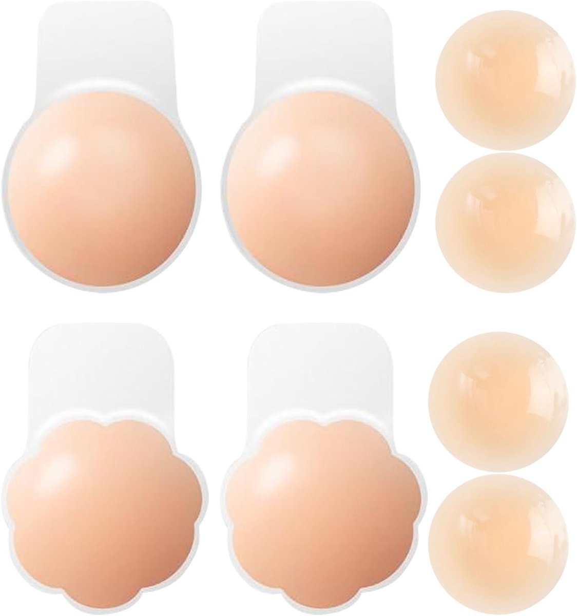 4 Paar Onzichtbare Herbruikbare Nipple Covers voor Strapless Beha's en Jurken in Nude Kleur