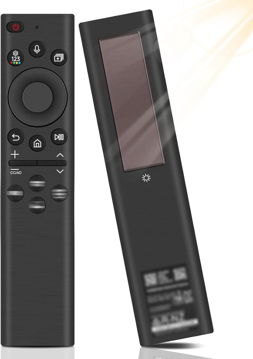 Thijox - BN59-01385A Solar Voice afstandsbediening voor Smart TV, universele vervangbare afstandsbediening, USB Type-C, zwart, energiebesparend en mil
