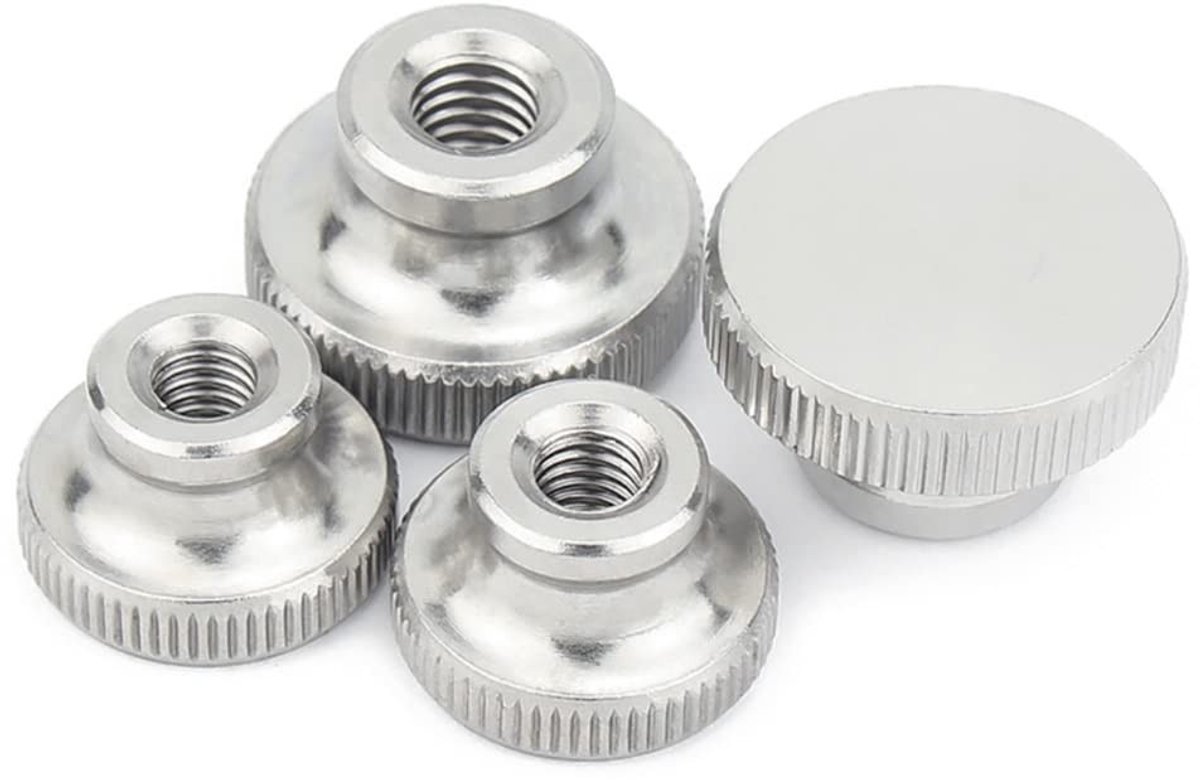 M12 Blind Bore Knurled Moeren van RVS, Ronde Knoppen voor Bevestigingselementen, Duurzaam en Corrosiebestendig (1 Stuk)