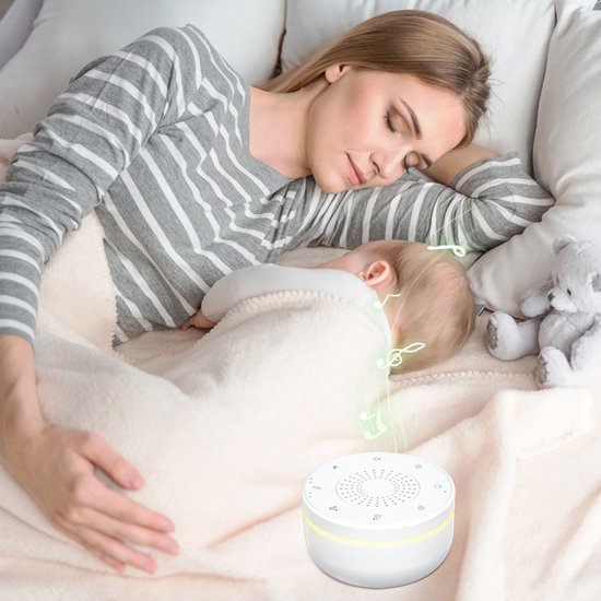 White Noise Machine met Geluiden en Zacht Ademlicht - Draagbaar Slaaphulpmiddel voor Volwassenen en Kinderen, 30 Geluiden, Timer, Oplaadbare Batterij voor Slaapkamer, Kinderkamer, Reizen — afbeelding 2