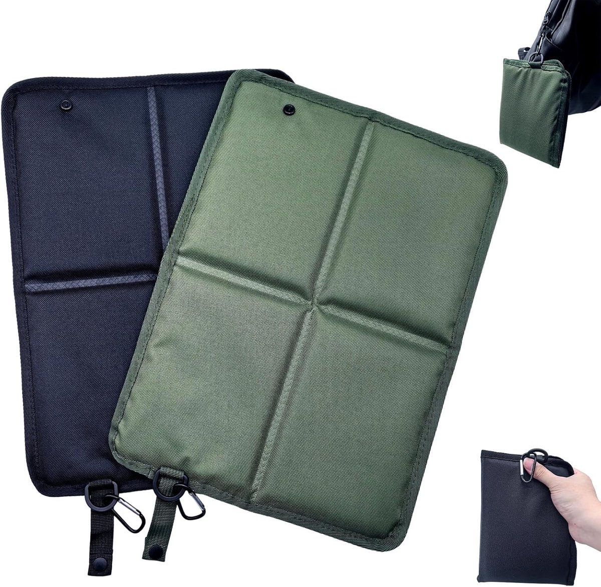 Thijox - Set van 2 Opvouwbare Zitkussens voor Buiten, Waterdicht en Warmte-Isolerend, Ultralicht (93 g) met Karabijnhaak, Perfect voor Kamperen, Pickn
