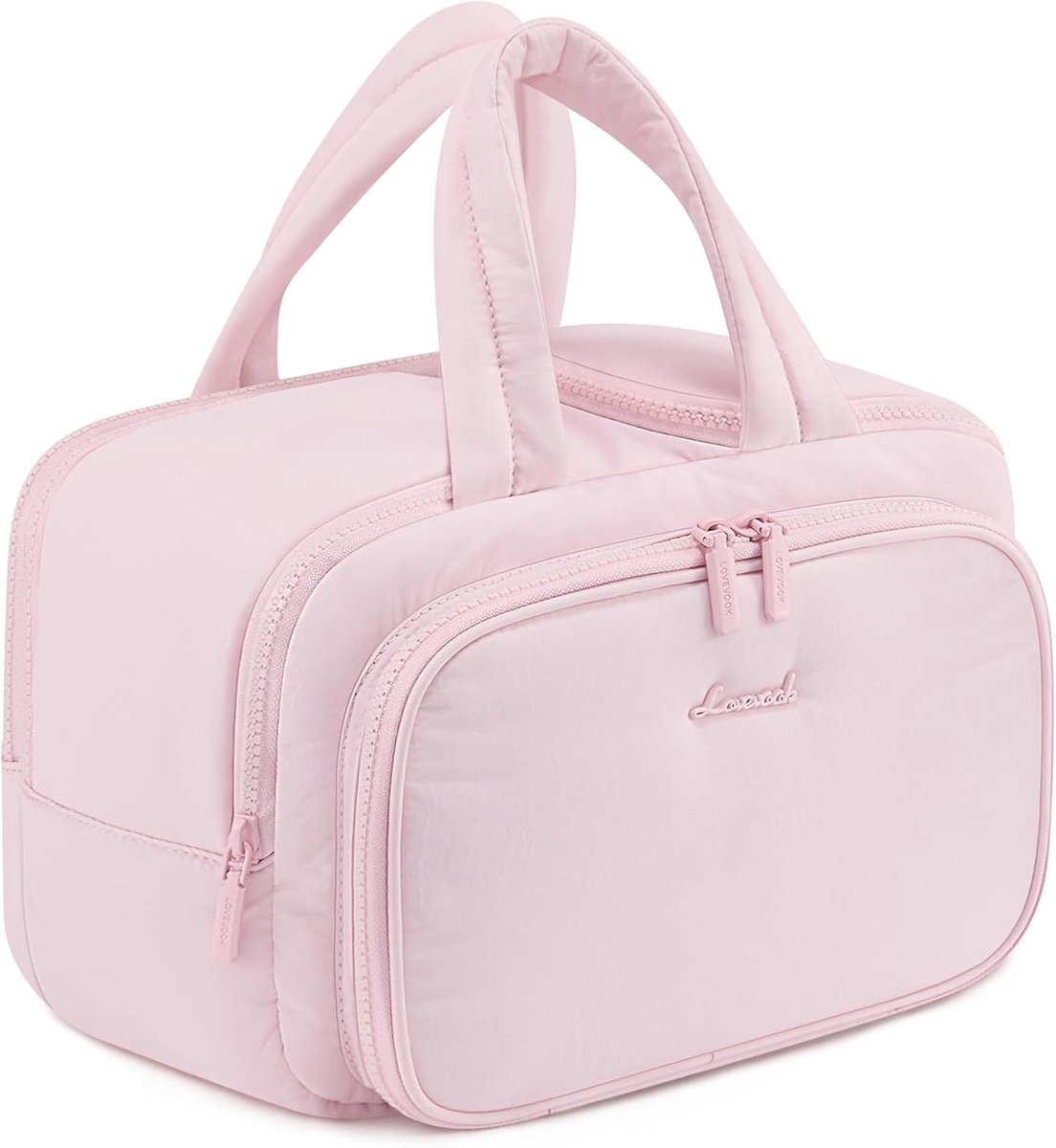 Thijox - LOVEVOOK toilettas voor dames, grote waterdichte reis-cosmetica tas, breed openslaand met vak voor natte spullen, make-up tas met handgreep v