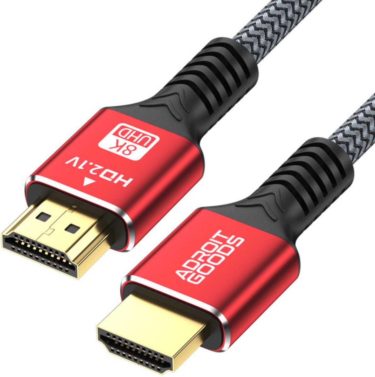 AdroitGoods HDMI 2.1 Kabel 8K Ultra HD 60Hz 4K 120Hz High Speed HDR eARC Gevlochten HDMI Kabel TV Monitor Projector Gaming Rood 1.5 m