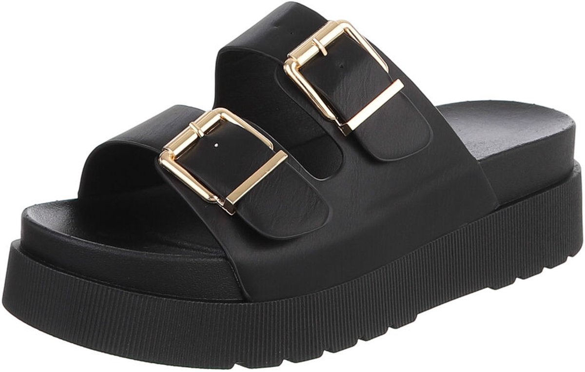 Dames platformsandalen met dubbele gesp Mt:40