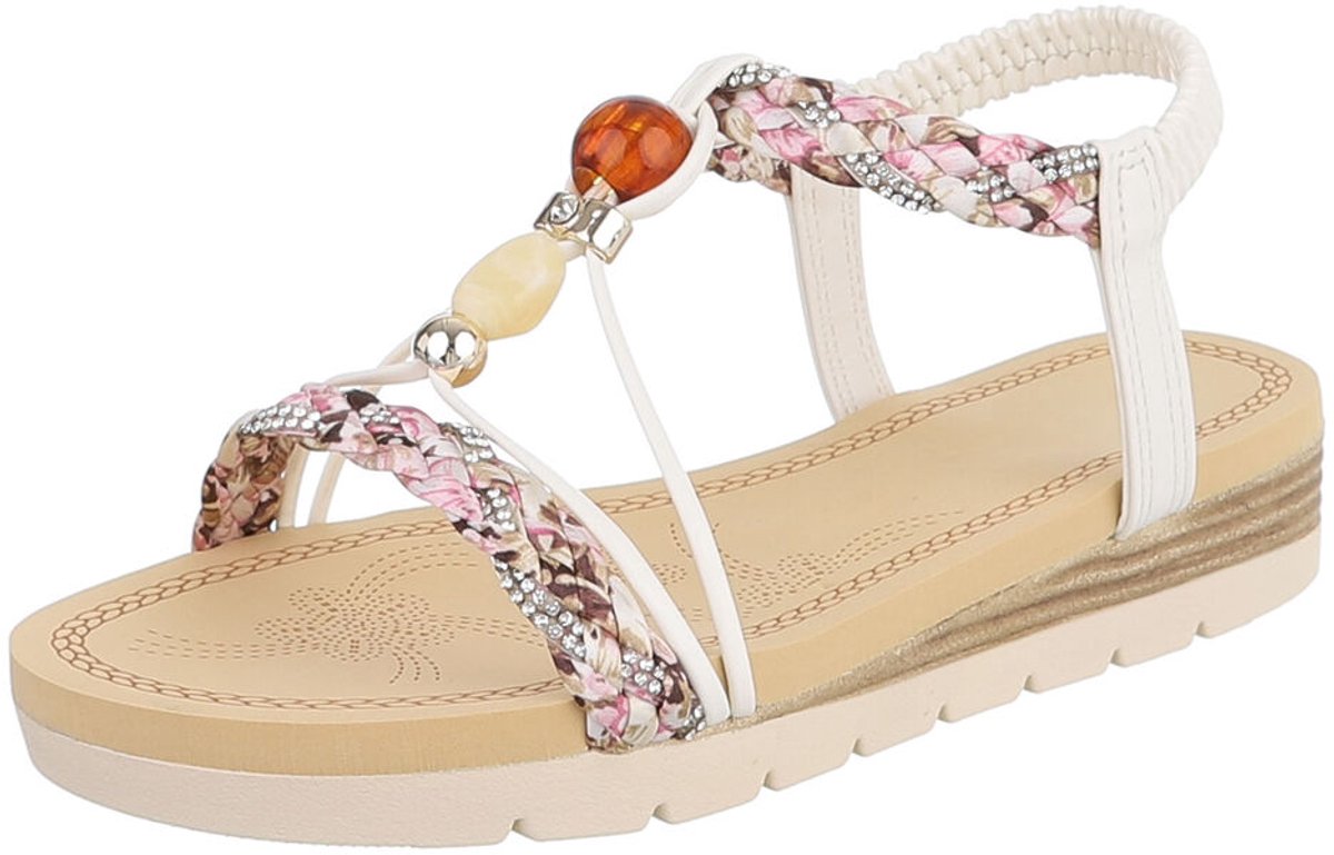 Dames slipper met gespen en pareldetail Mt:39