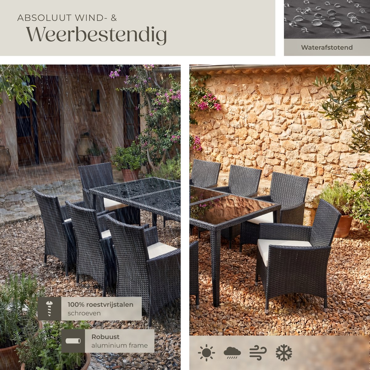 tectake tectake Wicker Tuinset - afbeelding 3
