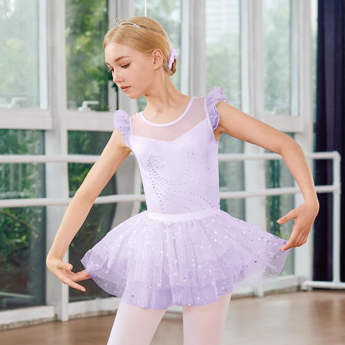 Balletoutfit voor Meisjes met Ruffles en Rok | Shiny Balletjurk voor Dans | Geschikt voor 3-10 Jaar