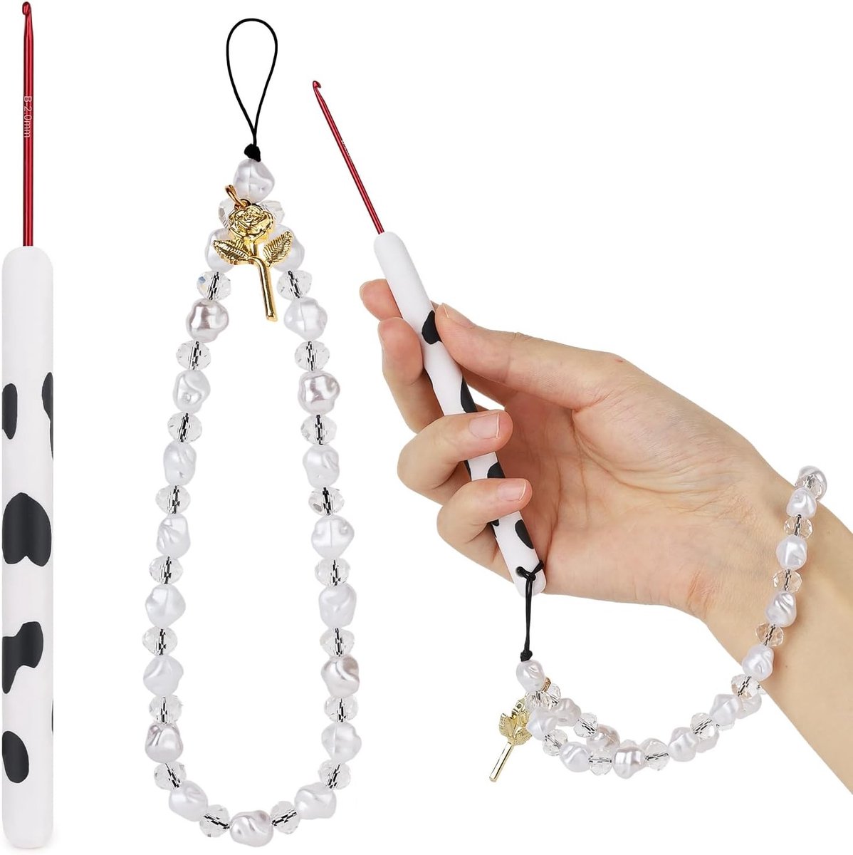 1pc Haaknaald met Armband, 2mm Ergonomische Haaknaald voor Beginners, Ideaal voor Artrose en Creatieve Projecten - Lange Handgreep en Comfortabel Gebruik