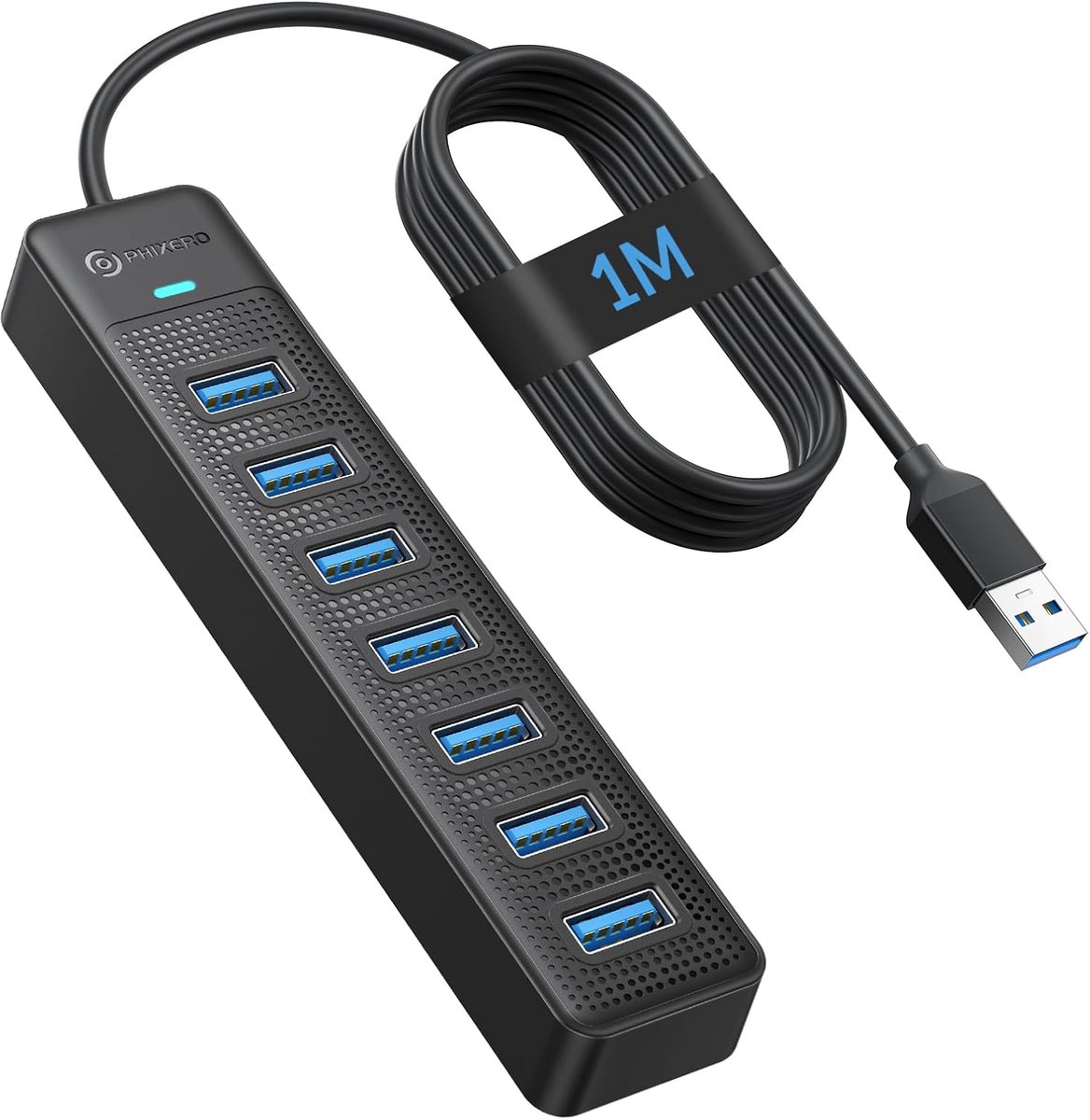 USB 3.0 Hub 7-Poorts - 5Gbps Snelheid - 100cm Kabel - Ideaal voor Meerdere Apparaten - SnelShoppen