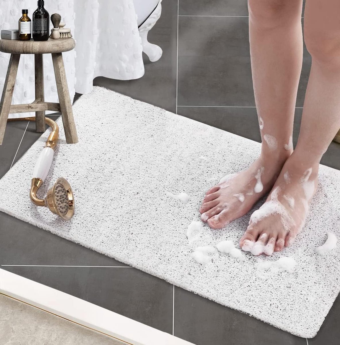 Antislip Badmat 60x40 cm - Extra Zacht, Schimmelbestendig en Wasbaar voor Badkamer en Douc