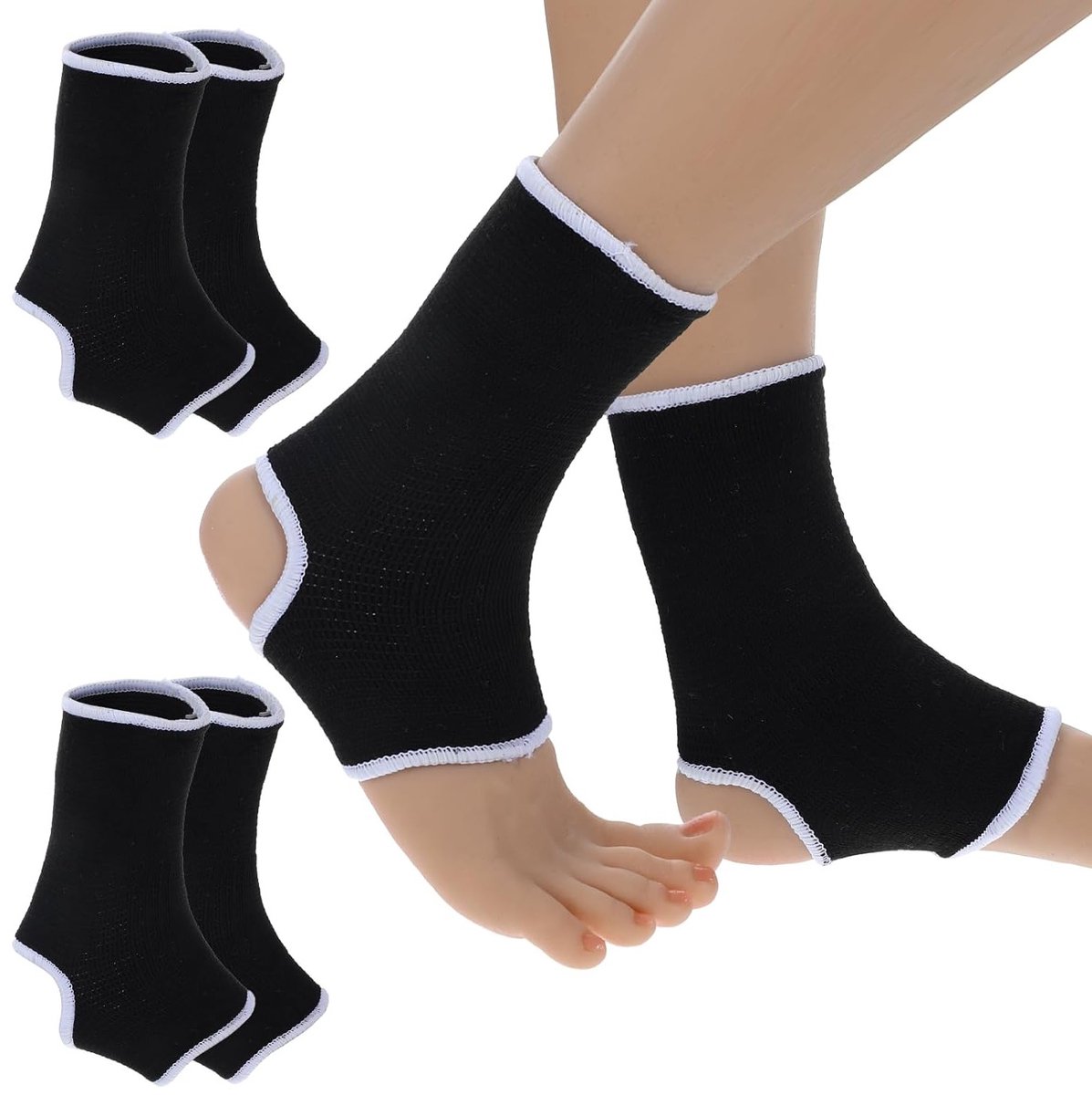2 Paar Enkelsupports voor Kinderen van 7-12 Jaar voor Joggen, Hardlopen, Gym en Fitness, Zwart