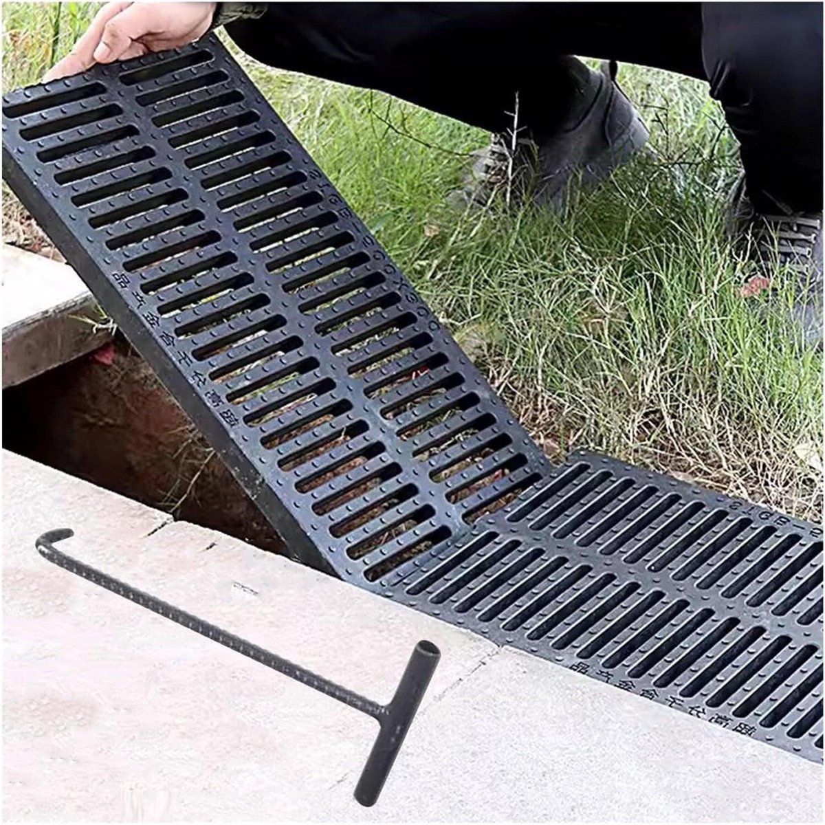 Drainagerooster Rechthoekig - Afvalwaterfilter Kanaal - Efficiënte Afwatering - Hoog Draagvermogen - 50 x 30 cm - Zwart