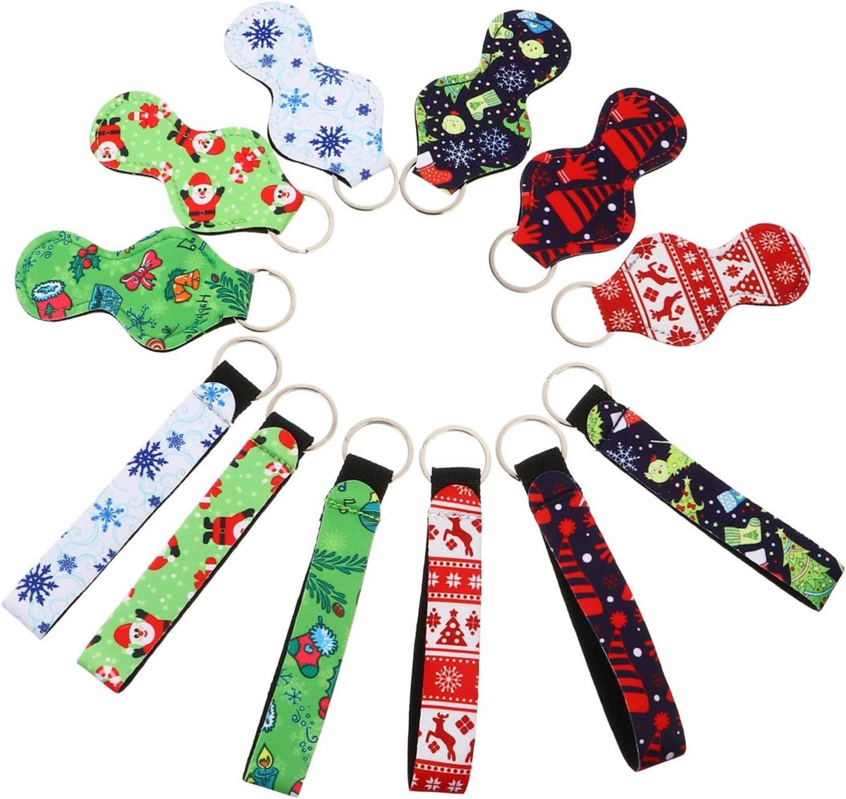 Lippenstift Houders - Sleutelhangers Set - Handige Opslag - Neopreen Materiaal - 12 Stuks - Diverse Kleuren