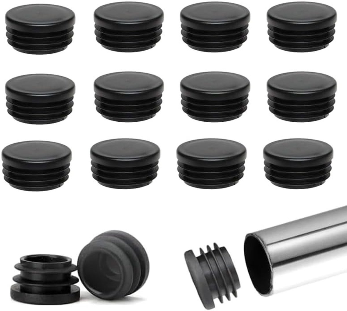 Set van 40 ronde doppen voor metalen buizen - 25 mm plastic caps voor meubels en stoelen