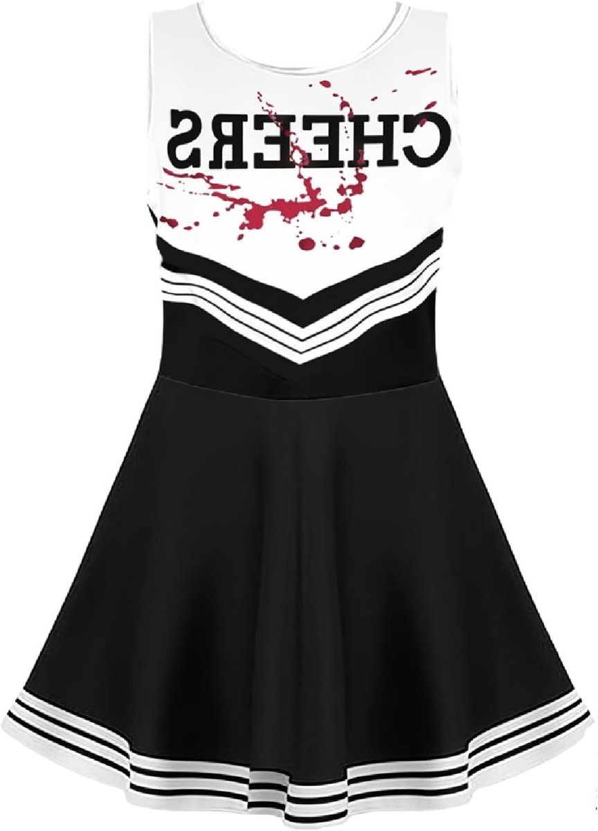 Zombie Cheerleader Kostuum voor Kinderen - Griezelige Halloween Outfit voor Feestjes en Verkleedpartijen