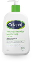 Witte Cetaphil Moisturising Lotion pompflacon met groene dop. Voor droge, gevoelige huid.
