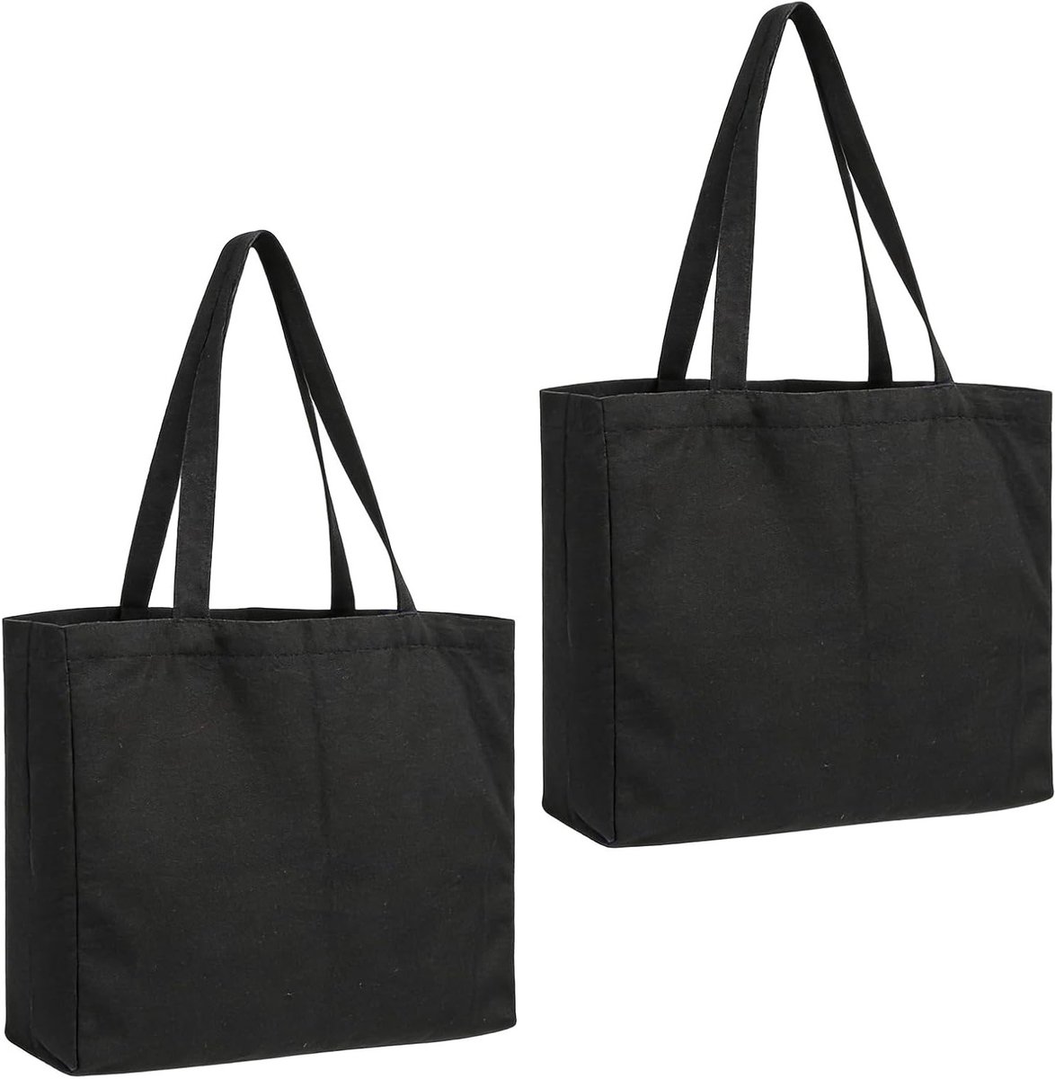Set van 2 grote katoenen tassen 45 x 35 x 10 cm, herbruikbare boodschappentas, ideaal voor schilderen, winkelen en sportactiviteiten