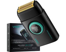 VGR V-378 Scheerapparaat Mannen – Triple Foil Shaver – 21 Snelheden – 9000 RPM – Titanium Scheerfolie – USB-C Oplaadbaar – LED Display – Zwart