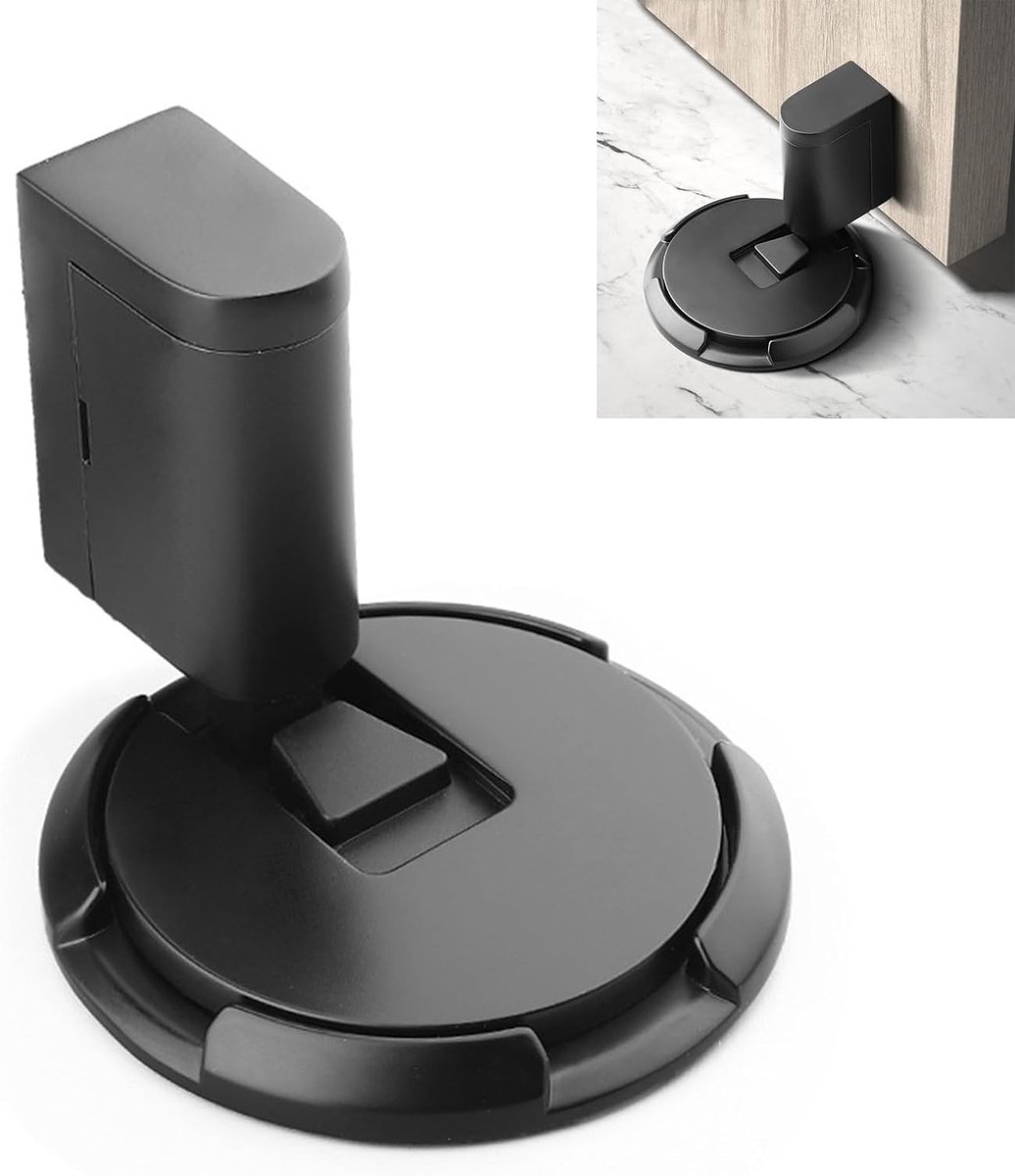 Verstelbare mechanische deurstopper voor lagere deuren - niet-magnetisch, perforatie, vloerbevestiging
