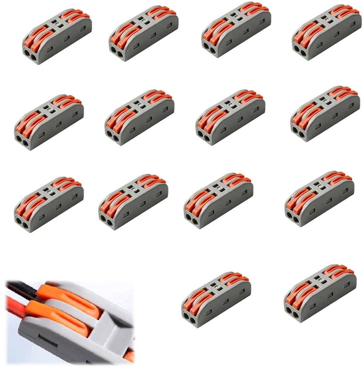 Compact elektrisch aansluitblok met hendel, 4 mm² snelkoppeling, brandvertragende dominostenen voor veilige draadverbindingen
